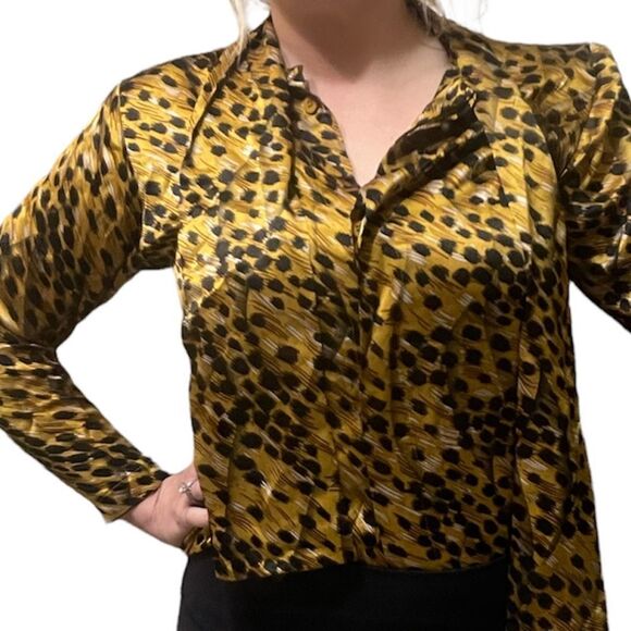 OSCAR de la RENTA Vintage leopard print 100% SILK blouse - Picture 1 of 11